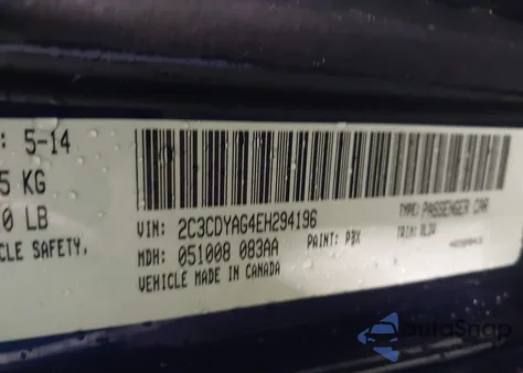 2014 Dodge Challenger Sxt Plus from USA, damaged, VIN 2C3CDYAG4EH294196